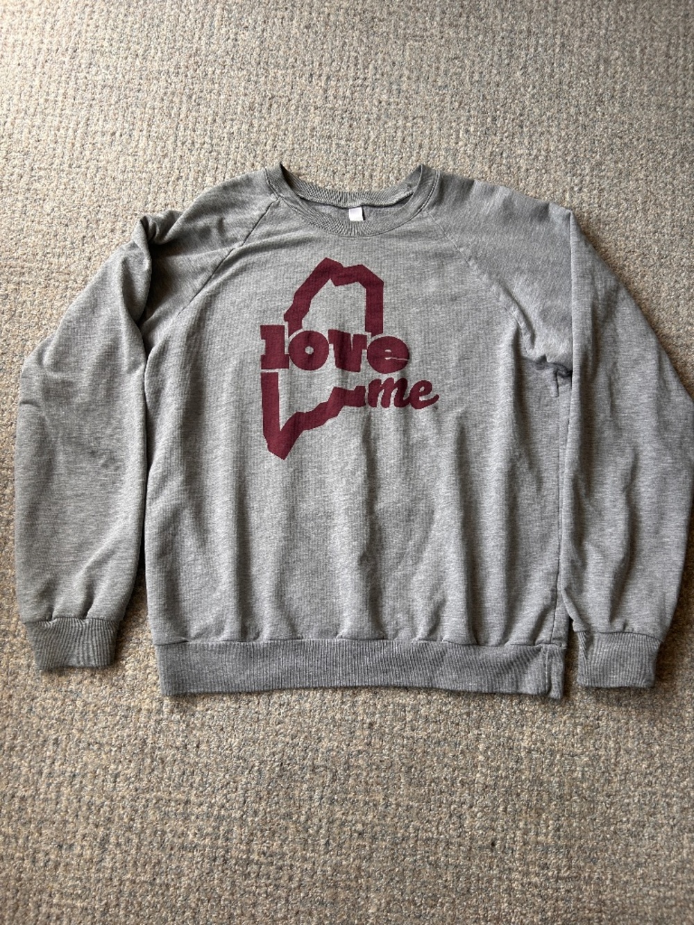 Love ME (Maine) Long Sleeve Crew Neck Sweatshirt - Size Medium - Grey